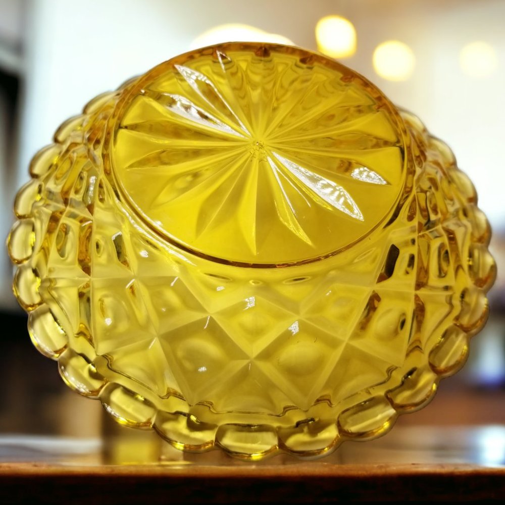 Honey Amber Butter Dish New Martinsburg Viking Glass Thumb Diamond Print - Picture 6 of 11